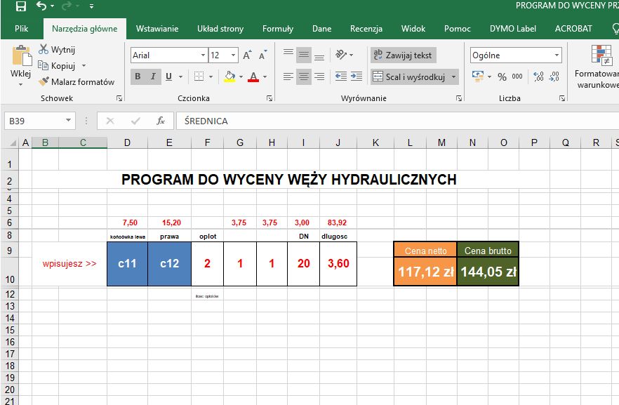program do wyceny przewodów hydraulicznych